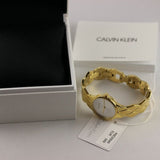 Calvin Klein K6E23546 Snake Women's Watch – Silver Dial & Yellow Gold Steel Strap
