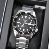 Seiko 5 Sports SKX Automatic Black Dial Silver Steel Strap Watch For Men - SRPK29K1