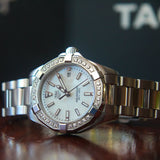 Tag Heuer Aquaracer Diamonds Women's Watch WBD1413.BA0741 – Mother of Pearl White Dial with Silver Steel Strap