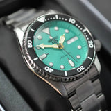 Seiko 5 Sports SKX Midi Automatic Teal Dial Silver Steel Strap Watch For Men - SRPK33K1