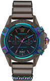 Versace VEZ701022 Icon Active Chronograph Quartz Men's Watch – Black Dial & Black Steel Strap