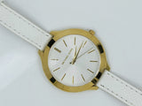 Michael Kors Slim Runway White Dial White Leather Strap Watch For Women - MK2273