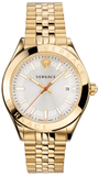 Versace VEVK00720 Hellenyium Analog Men's Watch – White Dial & Gold Steel Strap
