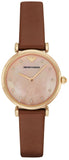 Emporio Armani AR1960 Gianni T Bar Quartz Women's Watch – Pink Mother of Pearl Dial & Brown Leather Strap