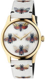Gucci YA1264109 G Timeless Quartz Women's Watch – White Dial & White Leather Strap