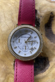 Michael Kors Parker Chronograph White Dial Pink Leather Strap Watch for Women - MK2297