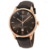 Tissot T Classic Chemin Des Tourelles Powermatic 80 Brown Dial Brown Leather Strap Watch for Men - T099.407.36.447.00