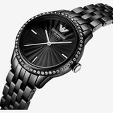 Emporio Armani Ceramica Crystals Black Dial Black Ceramic Strap Watch For Women - AR1478
