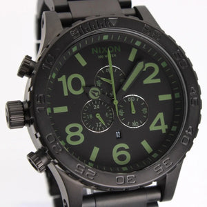 Nixon 51-30 Chrono Black Dial Black Steel Strap Watch for Men - A083-1042