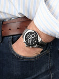 Hugo Boss Ikon Black Dial Black Leather Strap Watch for Men - 1513178