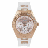 Guess Luna Diamonds White Dial White Rubber Strap Watch for Women - W0653L4