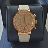 Swarovski Citra Sphere Chrono White Dial White Leather Strap Watch for Women - 5080602