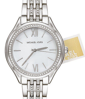 Michael Kors Mindy White Dial Silver Steel Strap Watch For Women - MK7075