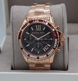 Michael Kors MK6972 Everest Chronograph Quartz Women's Watch – Black Dial & Rose Gold Steel Strap