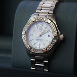 Tag Heuer Aquaracer Diamonds Women's Watch WBD1413.BA0741 – Mother of Pearl White Dial with Silver Steel Strap