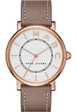 Marc Jacobs MJ1533 Roxy Quartz Women's Watch – White Dial & Cement Brown Leather Strap