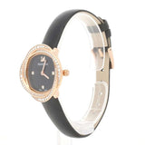 Swarovski Crystal Flower Black Dial Black Leather Strap Watch for Women - 5552421