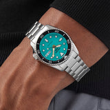 Seiko 5 Sports SKX Midi Automatic Teal Dial Silver Steel Strap Watch For Men - SRPK33K1