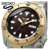 Seiko 5 Sports Automatic Brown Dial Two Tone Steel Strap Watch For Men - SRPK24