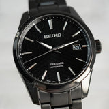 Seiko Presage Sharp Edged Series Black Dial Black Steel Strap Watch For Men - SPB229J1