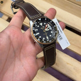 Seiko 5 Sports SSK036K1 SKX GMT Automatic Men's Watch – Mocha Black Dial & Brown Leather Strap