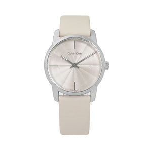 Calvin Klein City White Dial White Leather Strap Watch for Women - K2G231XH