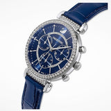 Swarovski Passage Chrono Crystal Blue Dial Blue Leather Strap Watch for Women - 5580342