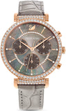 Swarovski 5580348 Passage Chrono Women's Watch – Grey Dial & Grey Leather Strap