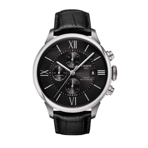 Tissot T Classic Chemin Des Tourelles Chronograph Black Dial Black Leather Strap Watch For Men - T099.427.16.058.00