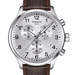 Tissot Chrono XL Silver Dial Brown Leather Strap Watch For Men - T116.617.16.037.00