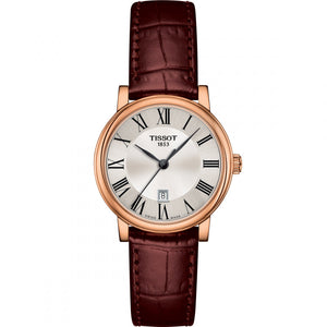 Tissot T Classic Carson Premium White Dial Brown Leather Strap Watch for Women - T122.207.36.033.00