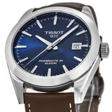 Tissot Gentleman Powermatic 80 Silicium Blue Dial Brown Leather Strap Watch For Men - T127.407.16.041.00