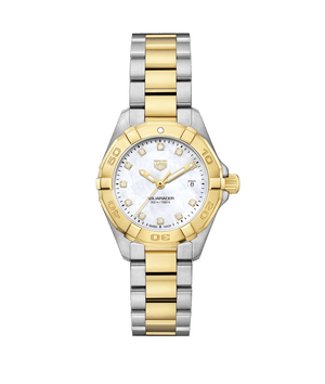 Tag Heuer Aquaracer Quartz Diamonds Mother of Pearl Dial Two Tone Steel Strap Watch for Women - WBD1423.BB0321