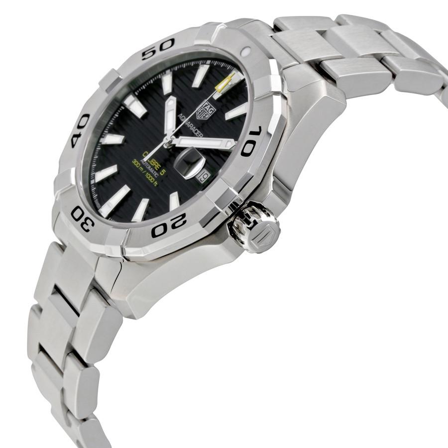 Tag Heuer Aquaracer Automatic Black Dial Silver Steel Strap Watch for Men - WAY2010.BA0927