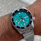 Seiko 5 Sports SKX Midi Automatic Teal Dial Silver Steel Strap Watch For Men - SRPK33K1