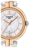 Tissot T Lady Flamingo Mother of Pearl White Dial White Leather Strap Watch For Women - T094.210.26.111.01