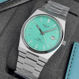 Tissot T137.407.11.091.01 PRX Powermatic 80 Men's Watch – Mint Green Dial & Silver Steel Strap