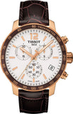 Tissot T095.417.36.037.00 Quickster Chronograph 42mm Men's Watch – White Dial & Brown Leather Strap