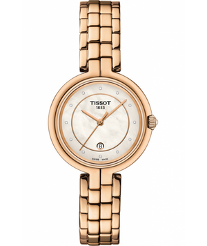 Tissot T Lady Flamingo Mother of Pearl Dial Rose Gold Steel Strap Watch For Women - T094.210.33.116.02