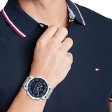 Tommy Hilfiger Jordan Chronograph Blue Dial Silver Steel Strap Watch For Men - 1792094