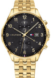 Tommy Hilfiger 1791708 West Chronograph Quartz Men's Watch – Black Dial & Gold Steel Strap