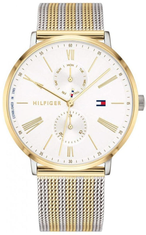 Tommy Hilfiger Jenna Quartz White Dial Two Tone Mesh Bracelet Watch for Women - 1782074