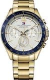 Tommy Hilfiger 1791121 Luke Chronograph Men's Watch – White Dial & Gold Steel Bracelet