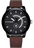 Tommy Hilfiger Denim Black Dial Brown Leather Strap Watch for Men - 1791478