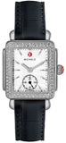 Michele Deco Mother of Pearl Dial Black Leather Strap Watch For Women - MWW06V000005