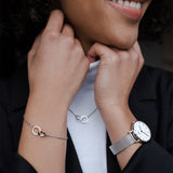 Daniel Wellington Petite Sterling White Dial Silver Mesh Bracelet Watch For Women - DW00100164
