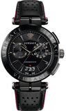 Versace VBR030017 V-Racer Aion Chronograph Men's Watch – Black Dial & Black Leather Strap