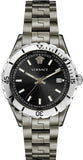 Versace VE3A00620 Hellenyium Quartz Men's Watch – Black Dial & Grey Steel Strap