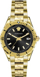 Versace VE3A00820 Hellenyium Quartz Men's Watch – Black Dial & Gold Steel Strap