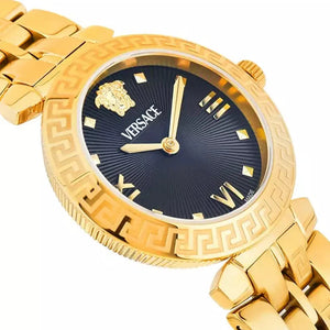 Versace Daphnis Quartz Black Dial Gold Steel Strap Watch for Women - VEOCA0524